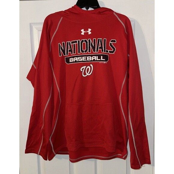 Washington Nationals Hoodie Mens XL Loose Sweatshirt Red Under Armour NWT - Picture 1 of 16